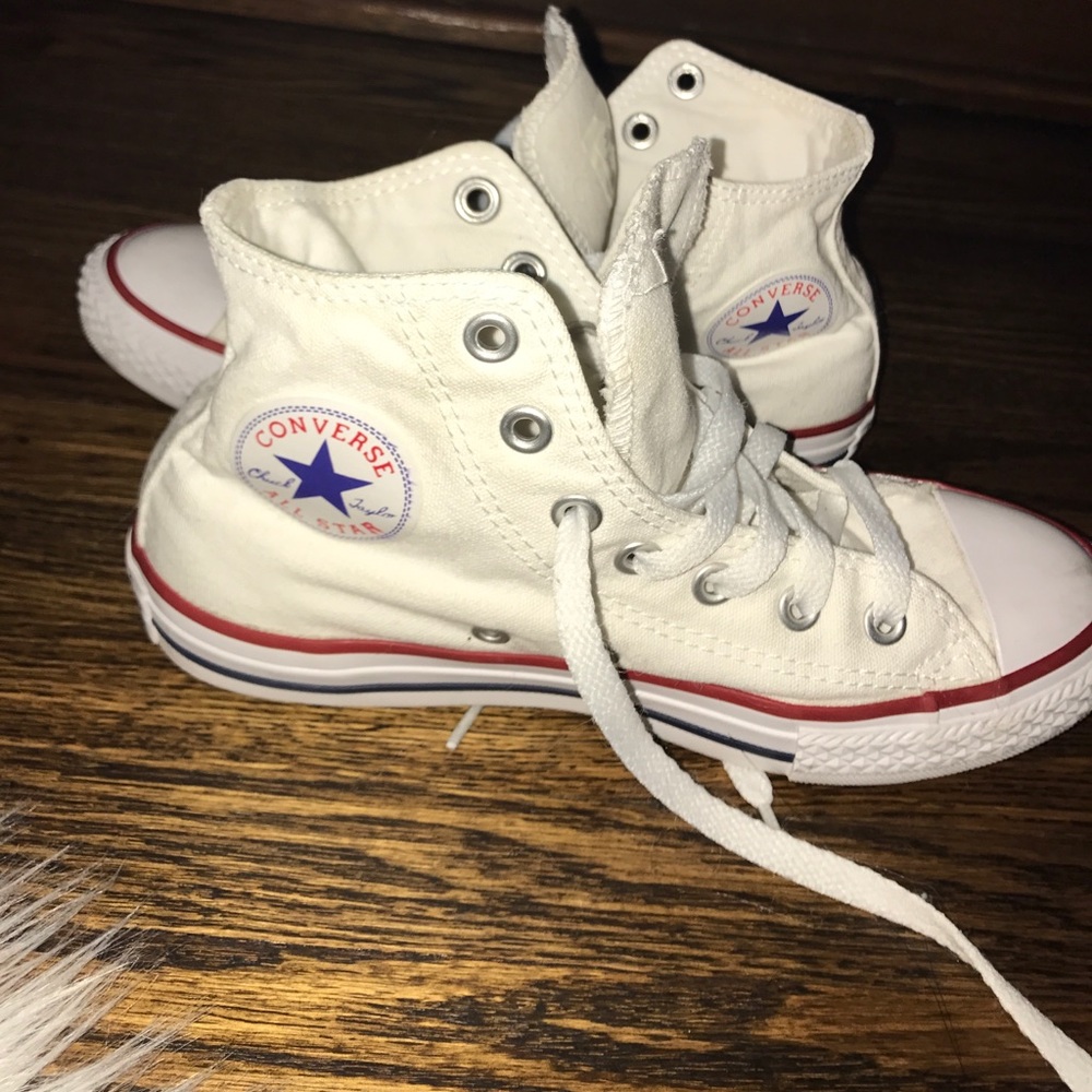 High top white converse size 2 kids