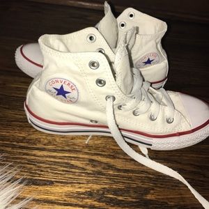 High top white converse size 2 kids