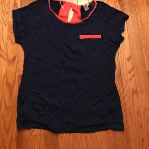 Navy blue and salmon pink shirt