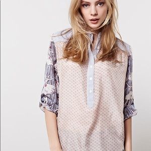 LPO By Laurence Maheo 'Printblocked Henley Blouse'