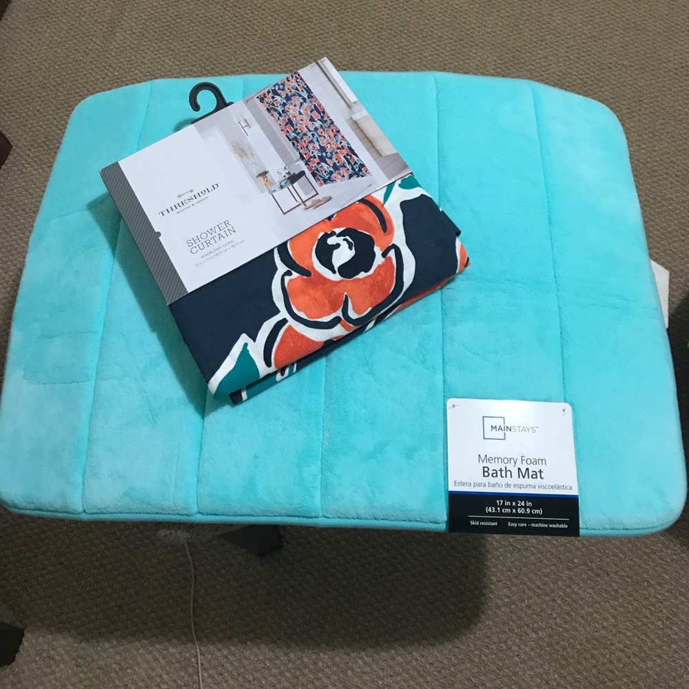 BRAND NEW Shower Curtain and Memory Foam Mat Set
