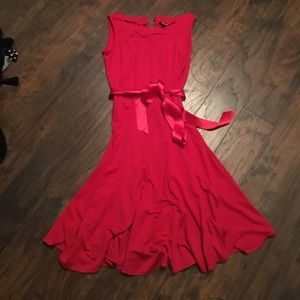Red dress with ribbon belt
