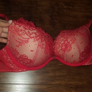 Beautiful Red Lace W/ Gems Push Up VS Bra!