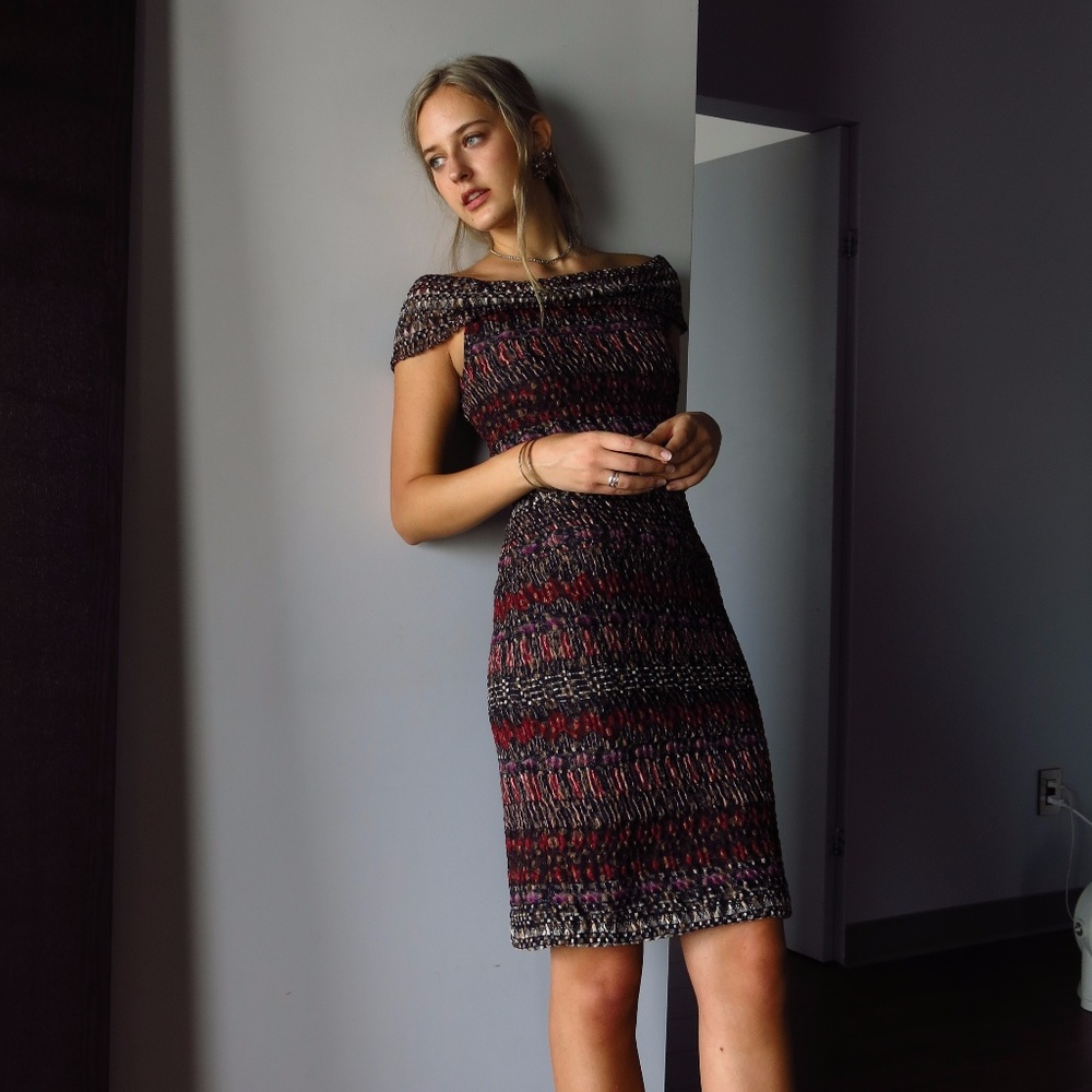 Pomegranate Off-The-Shoulder Day Dress