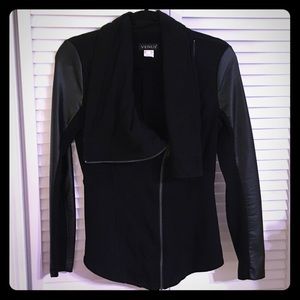 Black sweatshirt with faux leather sleeves