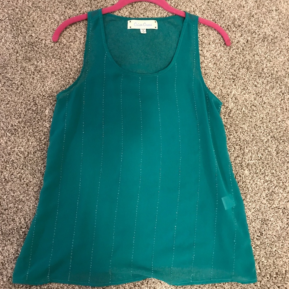 Green embellished blouse