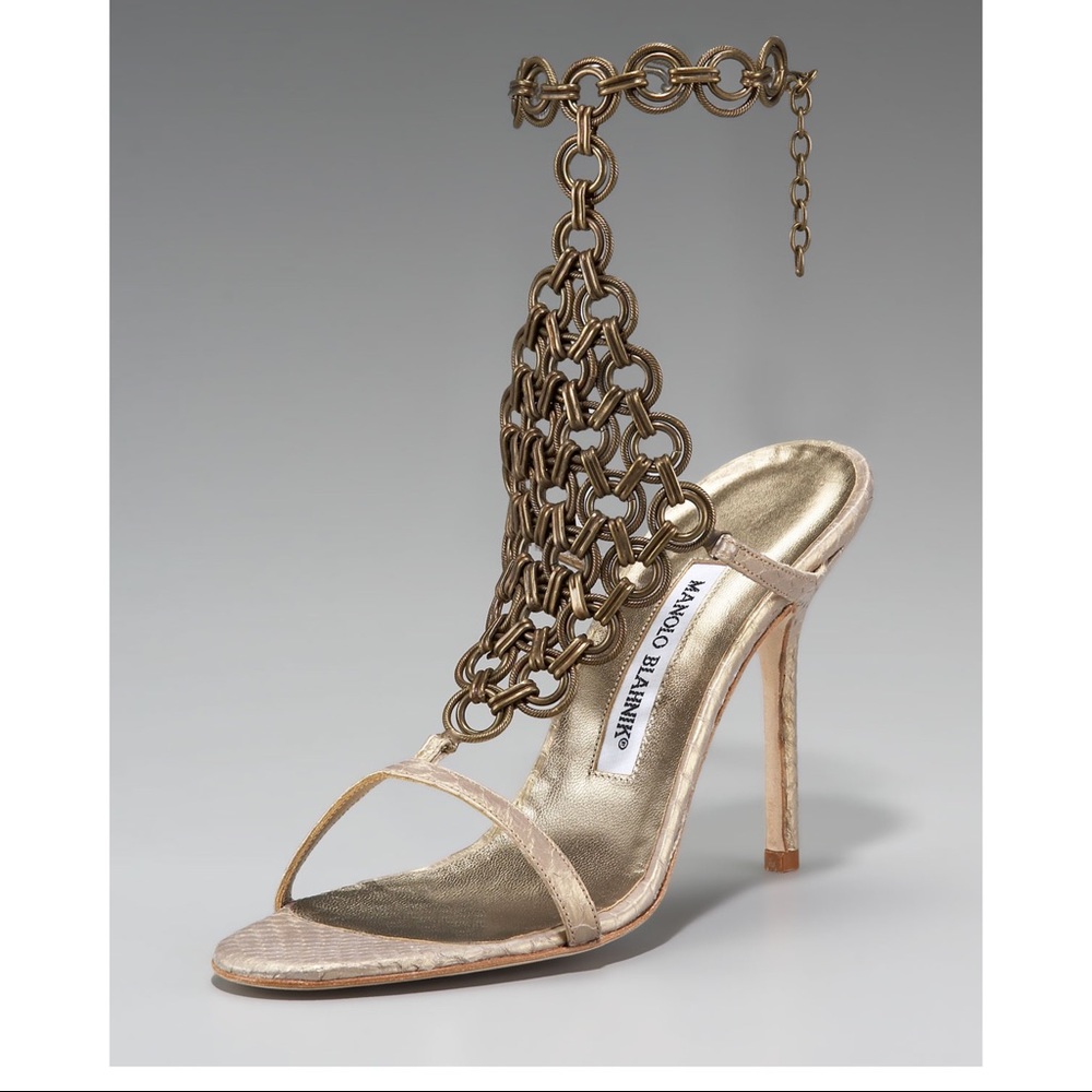 Manolo Blahnik Ellam Chain-Maille Snake Sandals