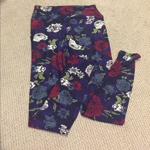 OS Lularoe navy flora leggings