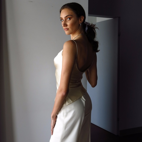 Alabaster Silk Charmeuse Camisole - Picture 2 of 2