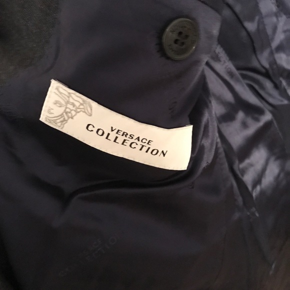 Versace Silk Wool Textured Jacket Navy Brand New - Picture 3 of 4