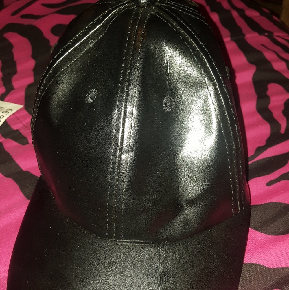 Faux Leather Black hat
