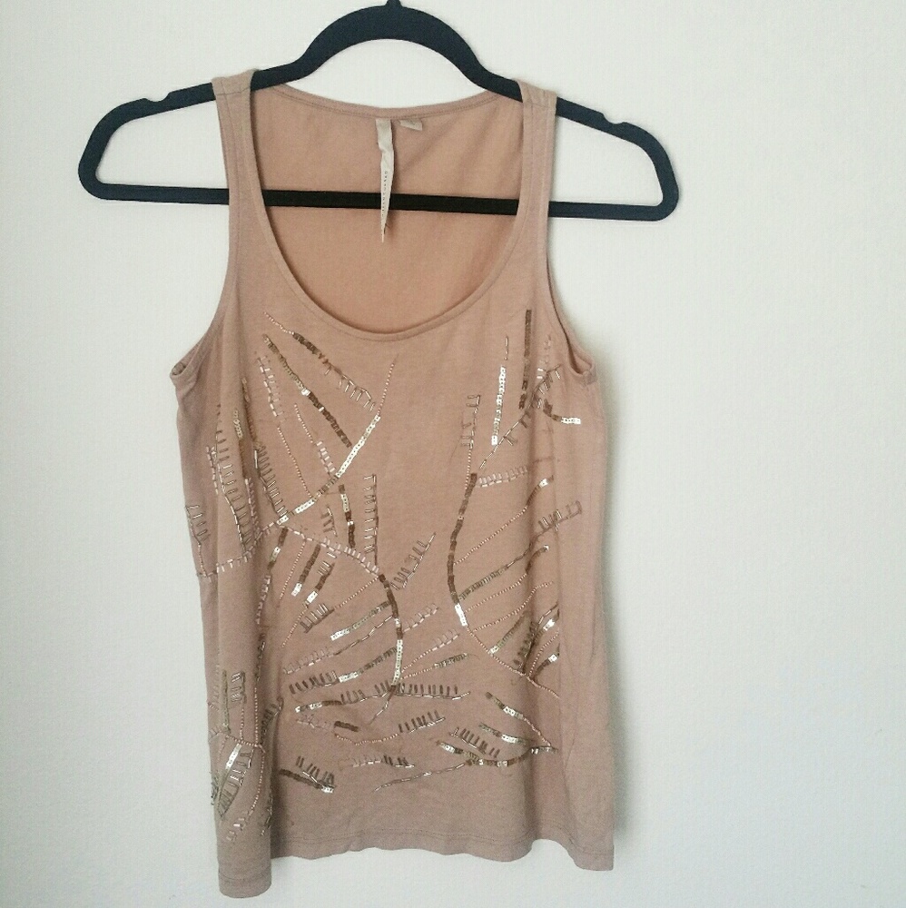 Lauren "LC" Conrad Sparkly Beige Tank Top