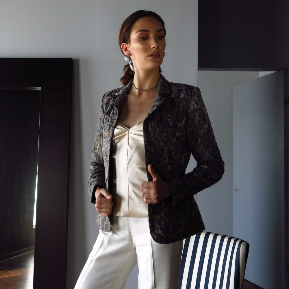 Charcoal Grey Camouflage Blazer