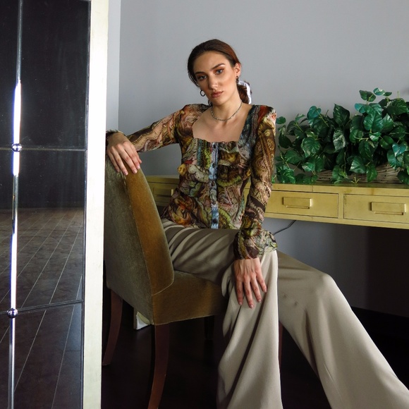 Mid Century Sheer Ruffle Blouse - Picture 2 of 2