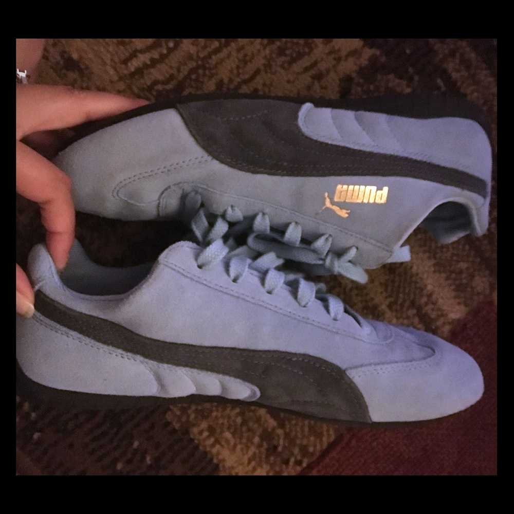 NWOT: Blue suede Puma Speed Cat sneakers