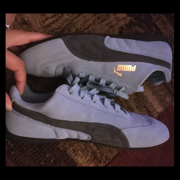 NWOT: Blue suede Puma Speed Cat sneakers - Picture 1 of 4