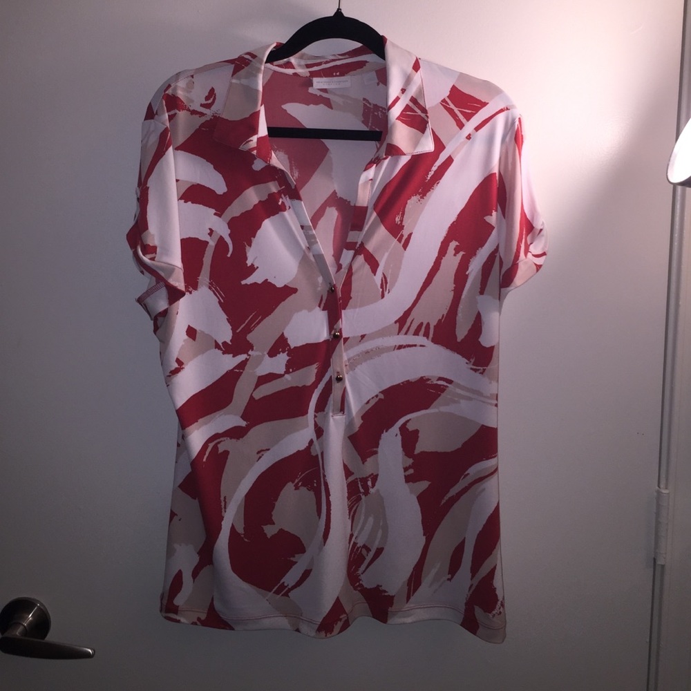 NY&C Red, White and Cream Swirled Top