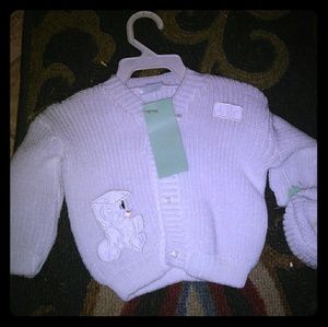 Baby cardigan with matching hat