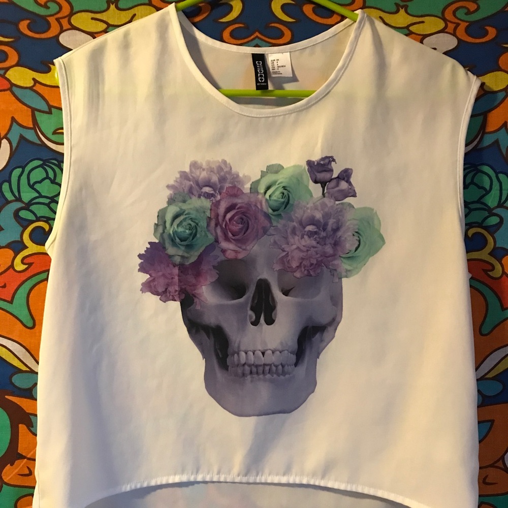 Skull Flower Crown Top
