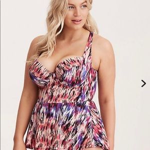 Mirage print peplum one piece swimsuit