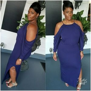 Violet cold shoulder maxi dress
