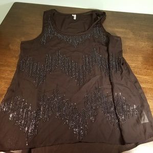 Studio Y black beaded shear tank large NWOT
