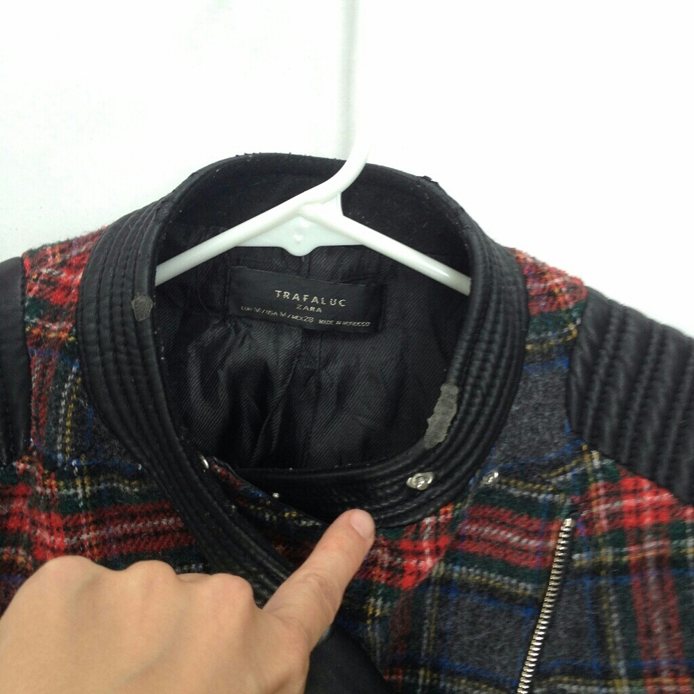 Zara Women's Jacket/Coat Wool Black/Red Check M - Picture 4 of 8