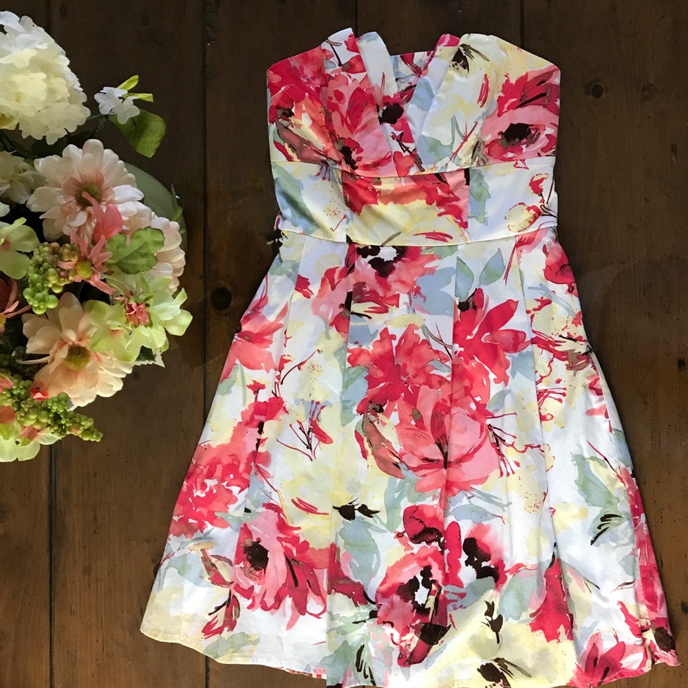 Strapless Floral Dress