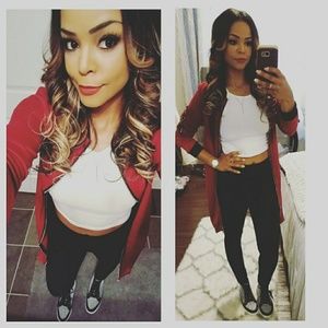 Long line bomber zip jacket