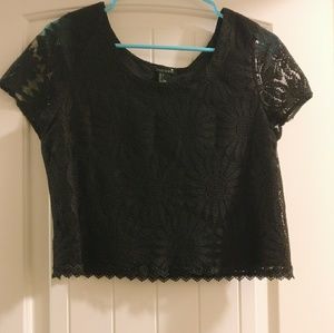 Black Sunflower Crop Top