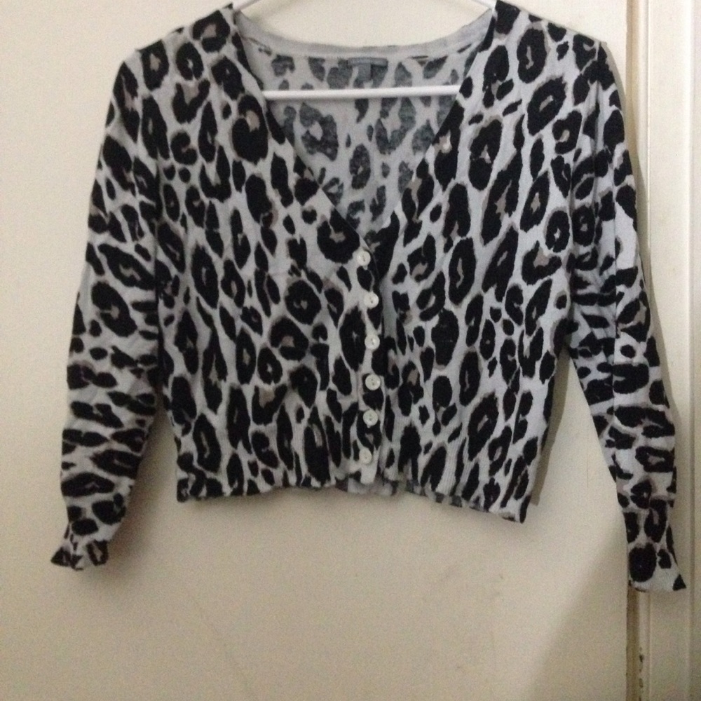 Leopard print crop sweater