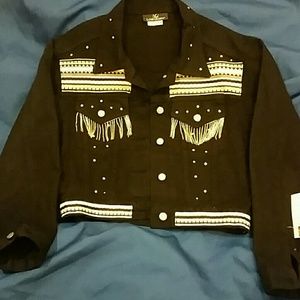 Boho Gold Fringe Jean Jacket