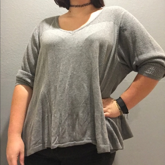 Plus Size Torrid Grey V Neck Sweater - Picture 1 of 4
