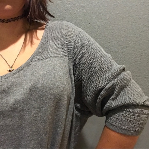 Plus Size Torrid Grey V Neck Sweater - Picture 2 of 4