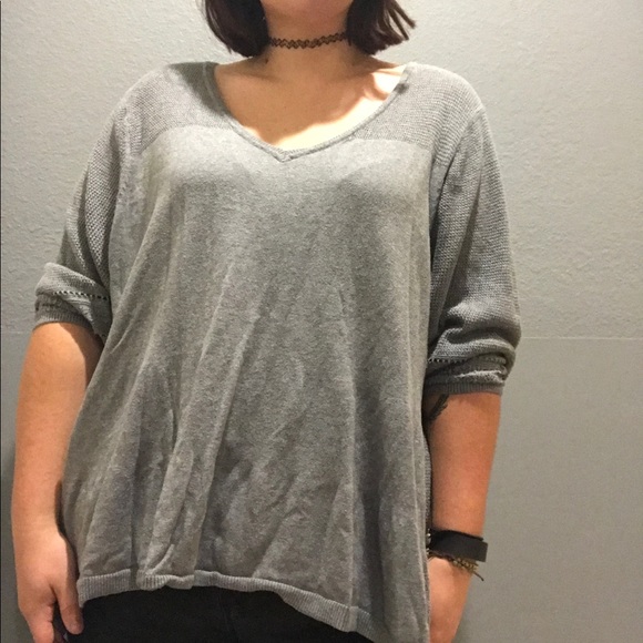 Plus Size Torrid Grey V Neck Sweater - Picture 4 of 4