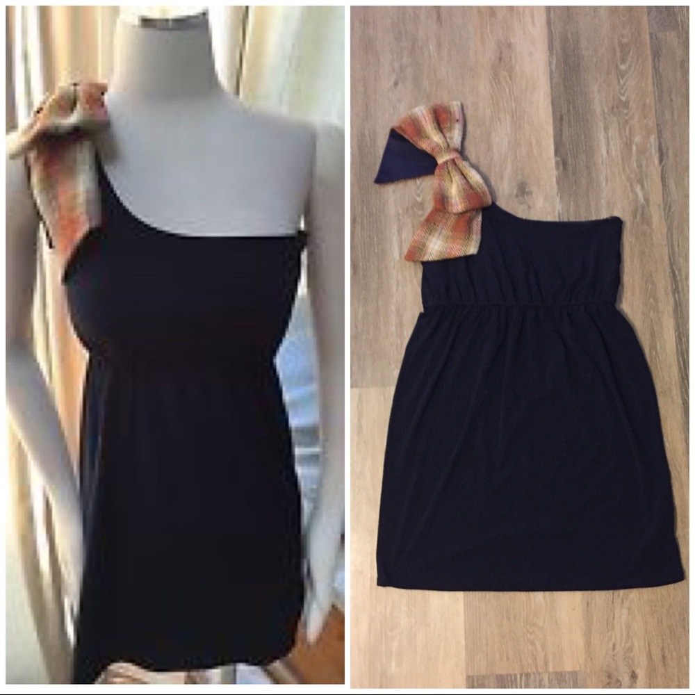 Judith March Navy One Shoulder Game Day Dress