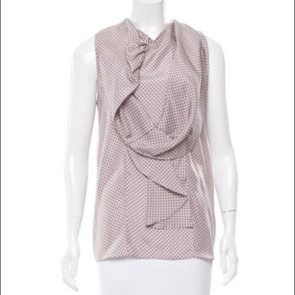 NWOT marni 100% silk grey with purple polka dot 👚 - Picture 1 of 3