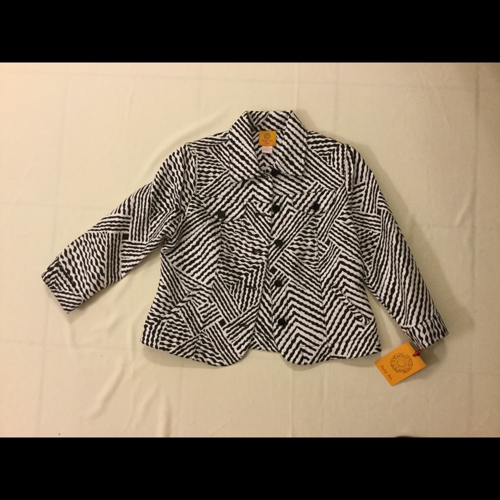 Ruby Rd Petite black/white jacket NWT Sz 8P