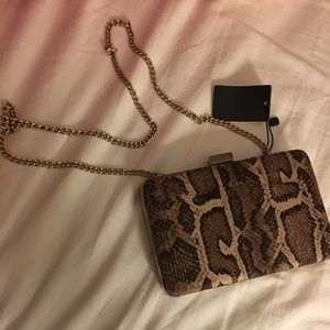 Mango Clutch w/t Gold Chain- Snake Print. Brandnew