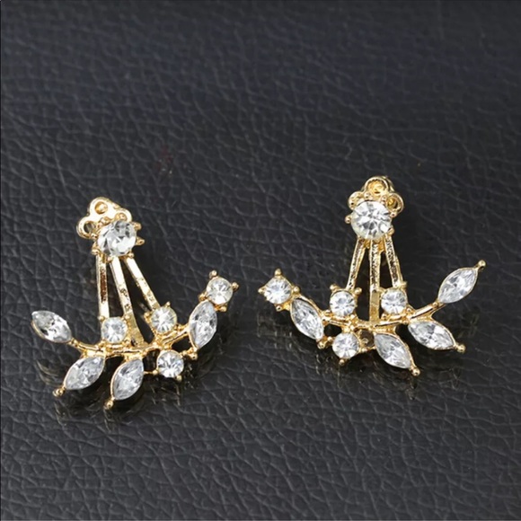✨”CORTINA CRYSTAL”✨GOLD STUD EARRINGS-NEW✨ - Picture 2 of 3