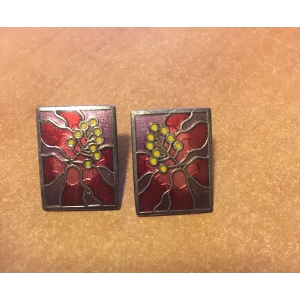 Laurel burch Vintage Earrings Floral Tree signed