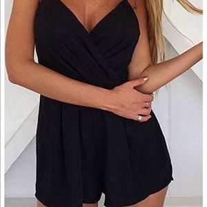 Black deep v romper