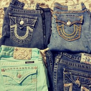 3 pairs true religion and one pair miss me