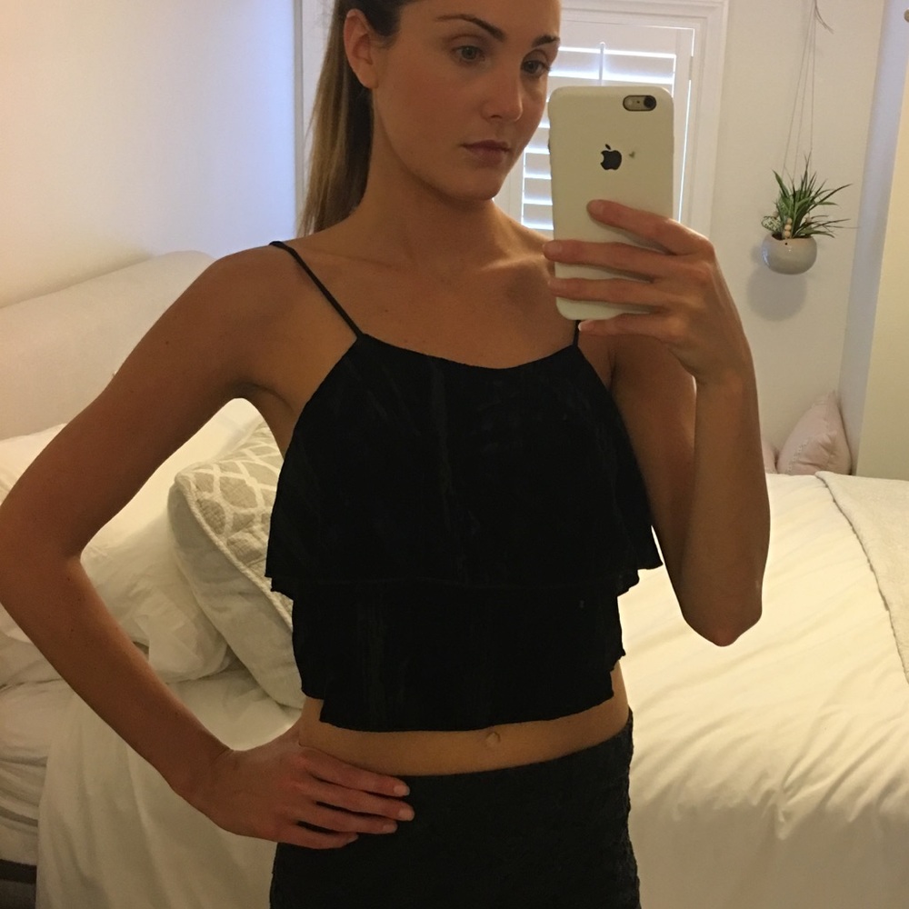 ZARA black velvet top