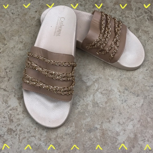 Catherine Malandrino Shoes - Catherine Malandrino pink & gold 'Cheloy' slides