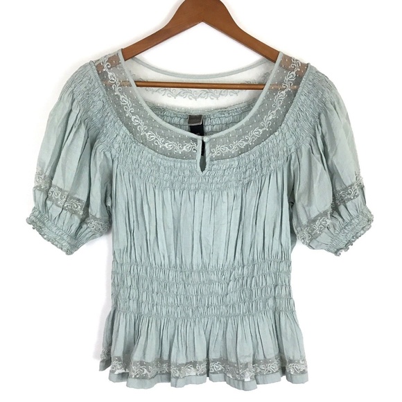Anthropologie Tops - Anthropologie Lithe Top Size 10 Blue Peasant