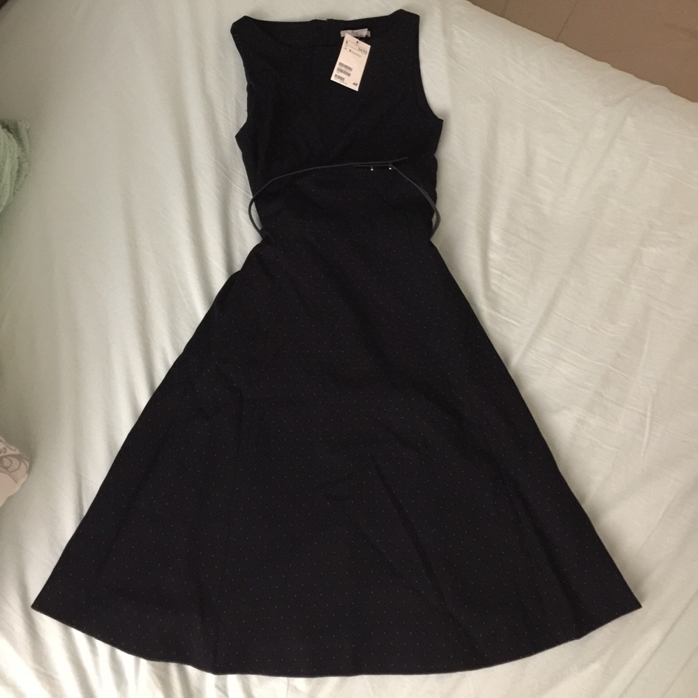 h&m navy blue polka dot dress with belt MAKE OFFER