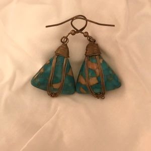 Turquoise and Copper Stone Earrings