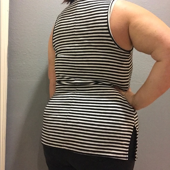 Plus Size Black and White Striped Tank Top - Picture 2 of 2