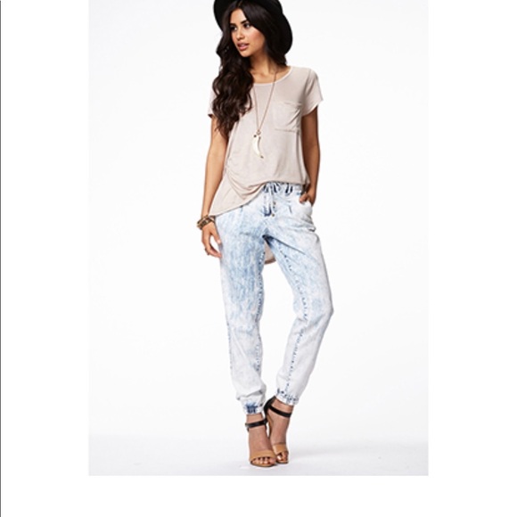 denim joggers womens forever 21